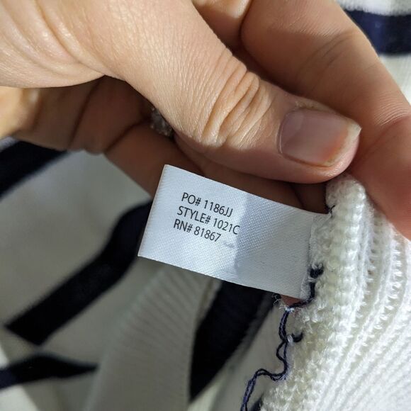 U.S. Polo Assn. White Navy Striped Polo Sweater - Picture 4 of 4